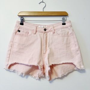 KanCan High-Rise Frayed Shorts- Sakura Wash